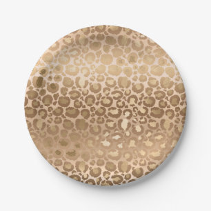 Glamour Light Brown Tiger Stripes Animal Print Pappteller