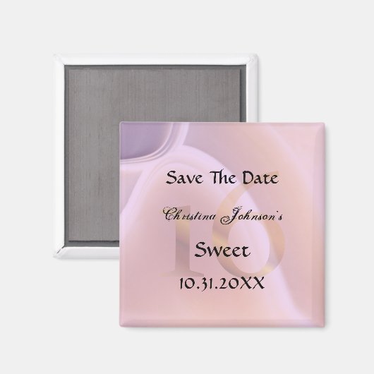 Glamour Lila Crystal Sweet 16 Save the Date Magnet (Vorderseite/Rückseite)