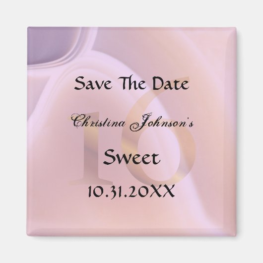 Glamour Lila Crystal Sweet 16 Save the Date Magnet (Vorne)