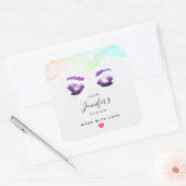 Glamour Lila Eyes & Brows Aquarell Küche Quadratischer Aufkleber (Umschlag)