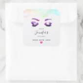 Glamour Lila Eyes & Brows Aquarell Küche Quadratischer Aufkleber (Tasche)