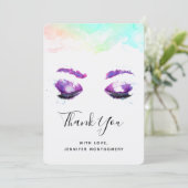 Glamour Lila Eyes & Brows Wasserfarbe Dankeskarte (Stehend Vorderseite)