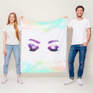 Glamour Lila Eyes & Brows Wasserfarbe Fleecedecke