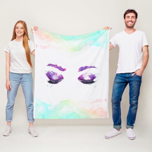 Glamour Lila Eyes & Brows Wasserfarbe Fleecedecke (Beispiel)