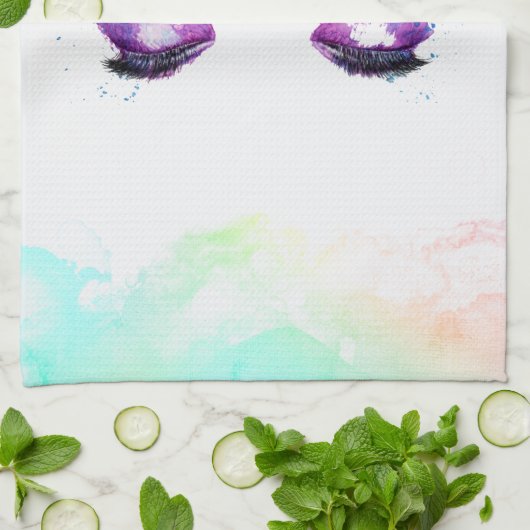 Glamour Lila Eyes & Brows Wasserfarbe Geschirrtuch (Gefaltet)