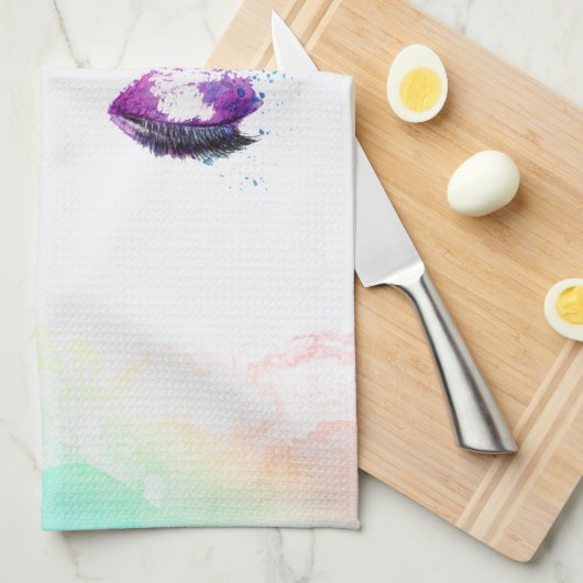 Glamour Lila Eyes & Brows Wasserfarbe Geschirrtuch (Viertel Falte)