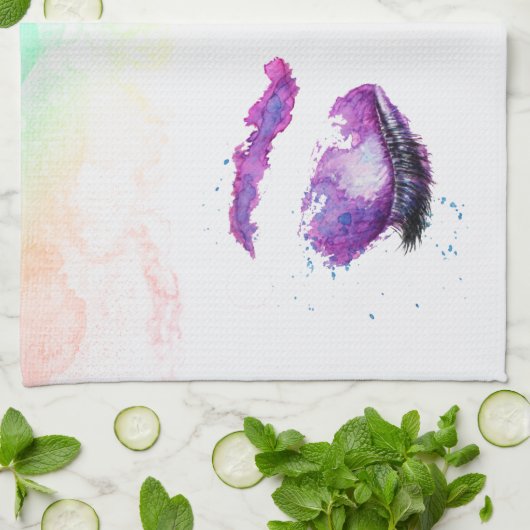 Glamour Lila Eyes & Brows Wasserfarbe Geschirrtuch (Gefaltet)