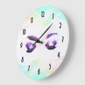 Glamour Lila Eyes & Brows Wasserfarbe Große Wanduhr (Winkel)