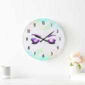 Glamour Lila Eyes & Brows Wasserfarbe Große Wanduhr (Zuhause)