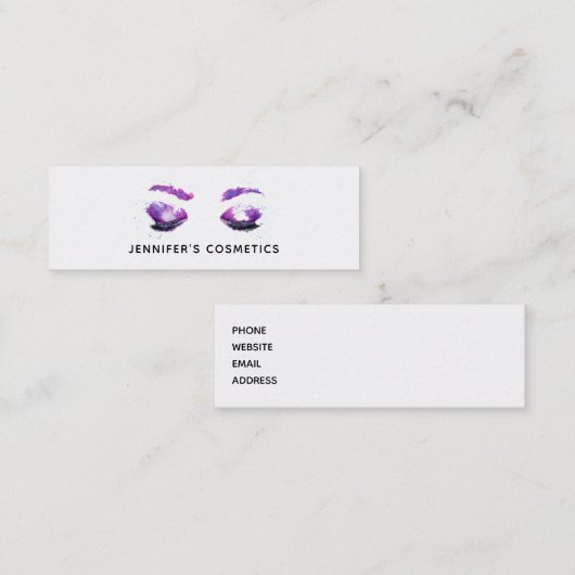 Glamour Lila Eyes & Brows Wasserfarbe Mini Visitenkarte (Vorne/Hinten)
