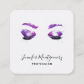 Glamour Lila Eyes & Brows Wasserfarbe Quadratische Visitenkarte (Vorderseite)
