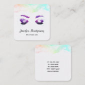 Glamour Lila Eyes & Brows Wasserfarbe Quadratische Visitenkarte (Vorne/Hinten)