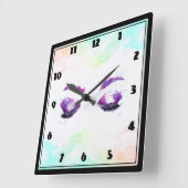 Glamour Lila Eyes & Brows Wasserfarbe Quadratische Wanduhr (Winkel)