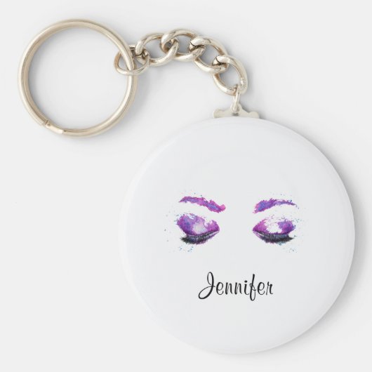 Glamour Lila Eyes & Brows Wasserfarbe Schlüsselanhänger (Vorne)
