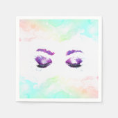 Glamour Lila Eyes & Brows Wasserfarbe Serviette (Vorderseite)