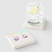 Glamour Lila Eyes & Brows Wasserfarbe Steinuntersetzer (Seitenansicht)