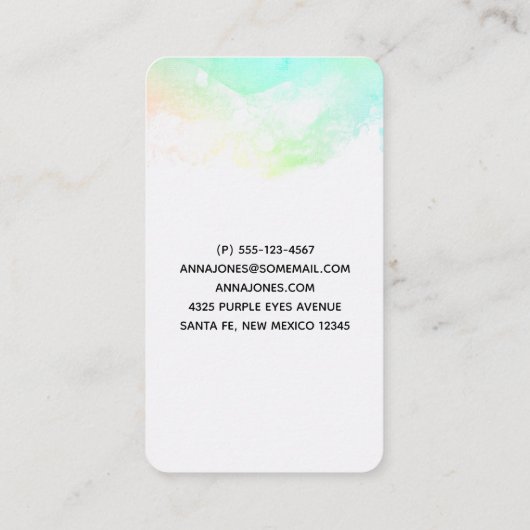 Glamour Lila Eyes & Brows Wasserfarbe Visitenkarte (Rückseite)