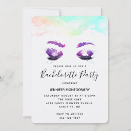 Glamour Lila Eyes Watercolor Bachelorette Einladung