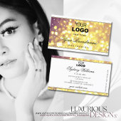 Glamour Lila Gold Glitzer Stars Logo White Visitenkarte