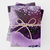 Glamour Lila & rosa Imitate Glitzer Agate Geschenkpapier Set (Beispiel)