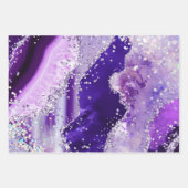 Glamour Lila & Silver Imitate Glitzer Agate Geschenkpapier Set (Vorderseite 3)