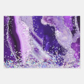 Glamour Lila & Silver Imitate Glitzer Agate Geschenkpapier Set (Vorderseite 2)