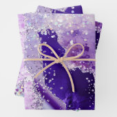 Glamour Lila & Silver Imitate Glitzer Agate Geschenkpapier Set (Beispiel)