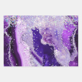 Glamour Lila & Silver Imitate Glitzer Agate Geschenkpapier Set (Vorderseite)