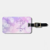 Glamour Lila Sparkle Bokeh - Mit Monogramm Gepäckanhänger (Vorderseite horizontal)