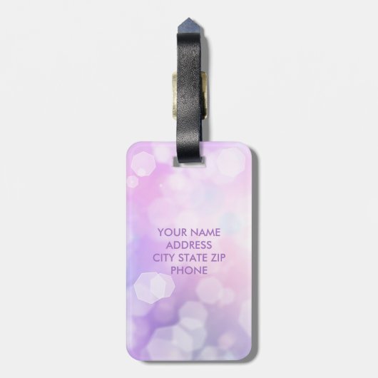 Glamour Lila Sparkle Bokeh - Mit Monogramm Gepäckanhänger (Rückseite vertikal)