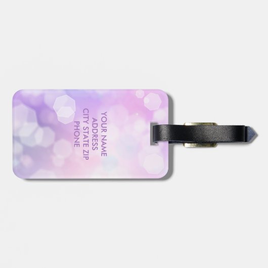 Glamour Lila Sparkle Bokeh - Mit Monogramm Gepäckanhänger (Rückseite horizontal)