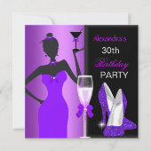 Glamour Lila Wild Birthday Party Girl Einladung (Vorderseite)