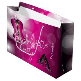 Glamour Lingerie Bachelorette | Hot Pink Bokeh Große Geschenktüte