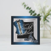 Glamour Lingerie Brautparty | Blau Einladung (Stehend Vorderseite)
