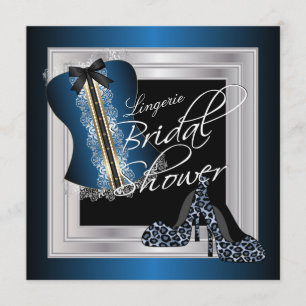 Glamour Lingerie Brautparty Blau Einladung