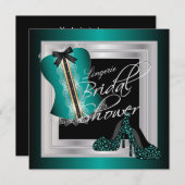 Glamour Lingerie Brautparty | Minzgrün Einladung (Vorne/Hinten)