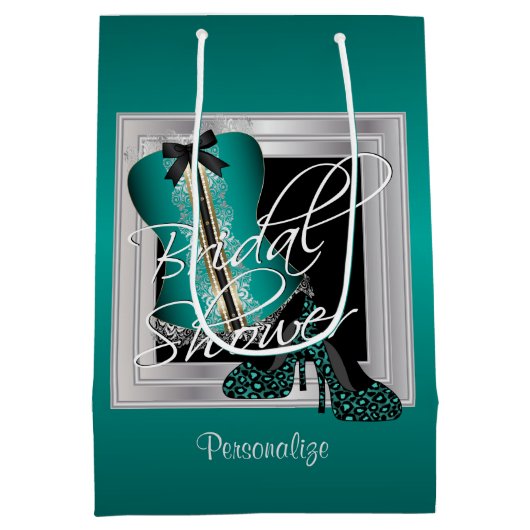 Glamour Lingerie Brautparty | Minzgrün Mittlere Geschenktüte (Rückseite)