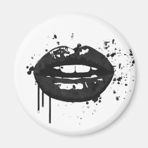 Glamour-Lippen-Abbildung in Schwarzweiß Magnet
