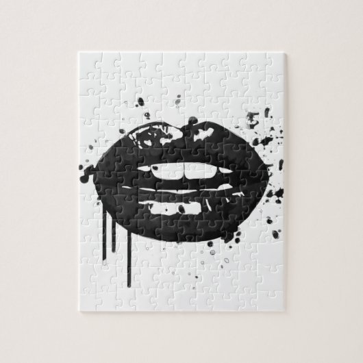 Glamour-Lippen-Abbildung in Schwarzweiß Puzzle (Vertikal)