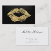 Glamour Lipstick Kiss Gold Glitzer Visitenkarte (Vorne/Hinten)