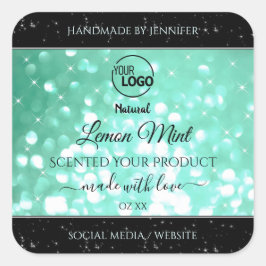 Glamour-Logo-Produktmarken für Aquamarine Sparkle- Quadratischer Aufkleber