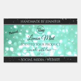 Glamour-Logo-Produktmarken für Aquamarine Sparkle- Rechteckiger Aufkleber