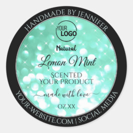 Glamour-Logo-Produktmarken für Aquamarine Sparkle- Runder Aufkleber