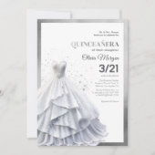 Glamour Lux Silver Glitzer und Foil Formal Dress Dankeskarte (Vorderseite)