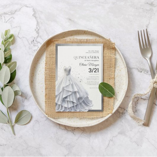 Glamour Lux Silver Glitzer und Foil Formal Dress Dankeskarte