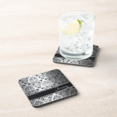 Glamour luxuriöse silberne Damastongram Untersetzer (Rechte Seite)