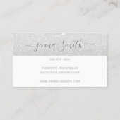 Glamour Luxus Silver Glitzer Logo Vorlage Visitenkarte (Rückseite)