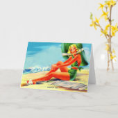 Glamour-Mädchen der 40er Jahre Karte (Gelbe Blume)