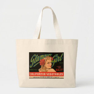 Glamour-Mädchen-Kalifornien-Gemüse-Vintage Anzei Jumbo Stoffbeutel