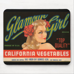 Glamour-Mädchen-Kalifornien-Gemüse-Vintage Anzei Mousepad